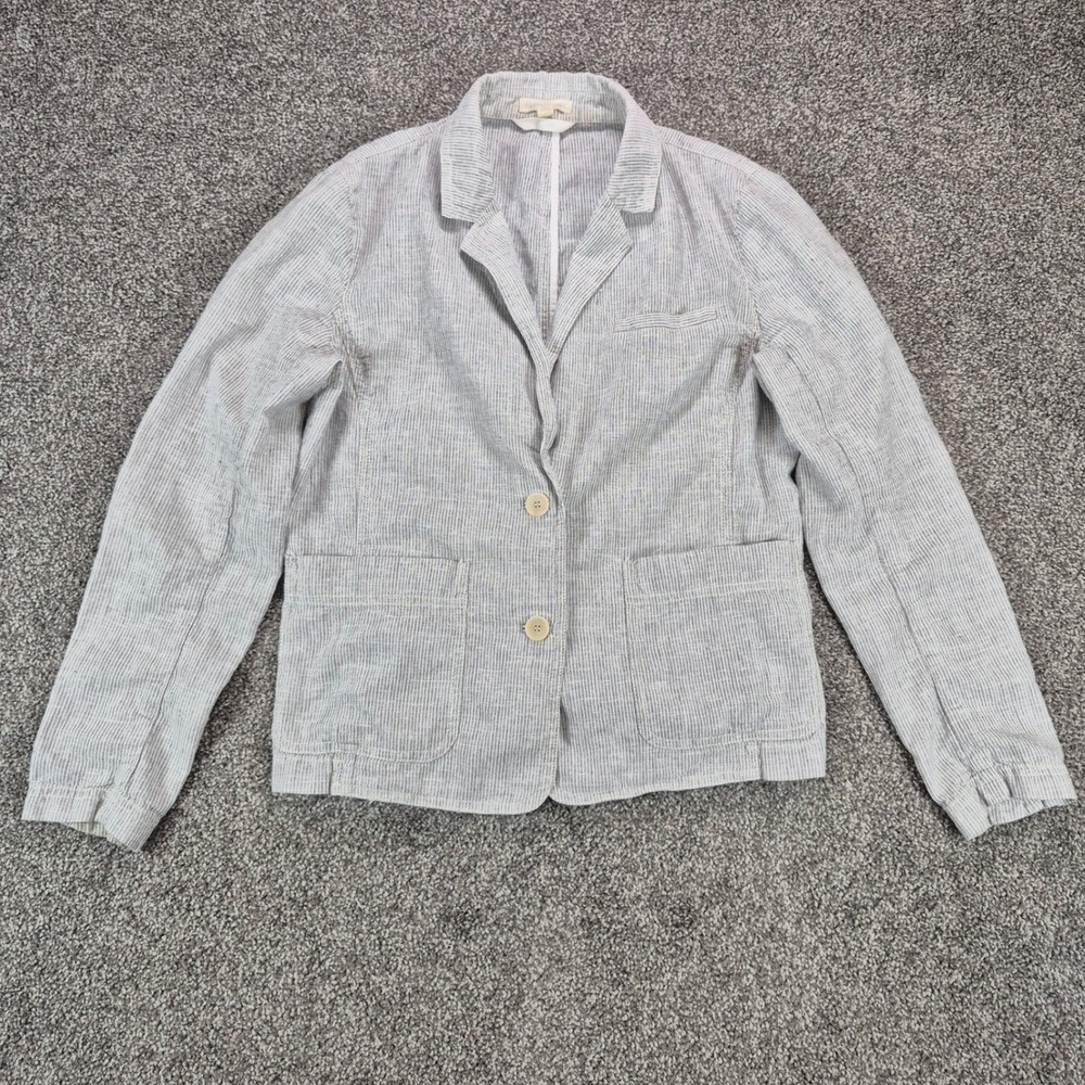 Eileen Fisher Blazer Womens XS Gray Pinstripe Hemp Organic Cotton Jacket
